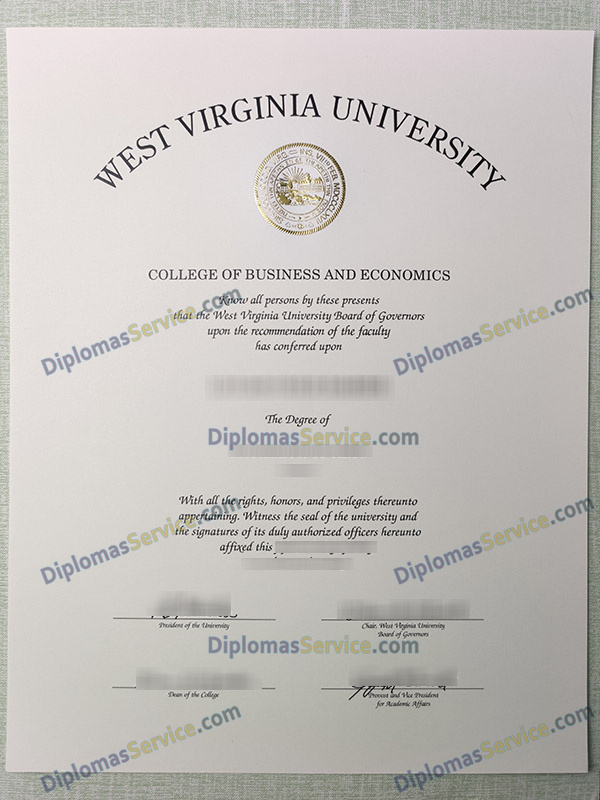West Virginia University diploma, West Virginia University degree,