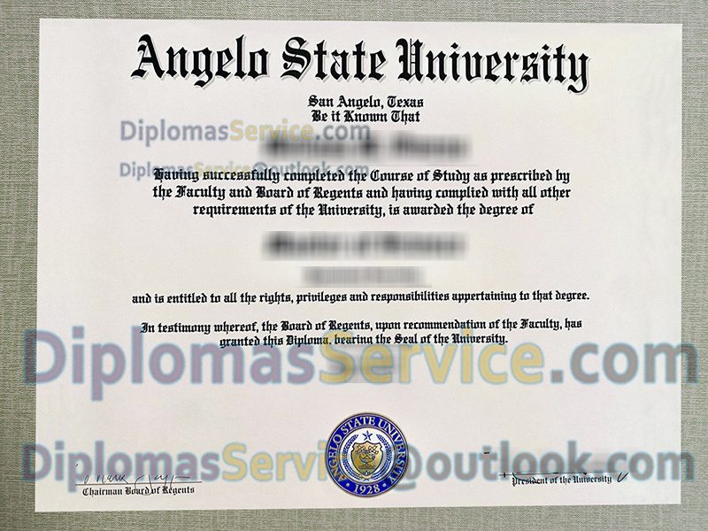 Angelo State University diploma, Angelo State University degree,