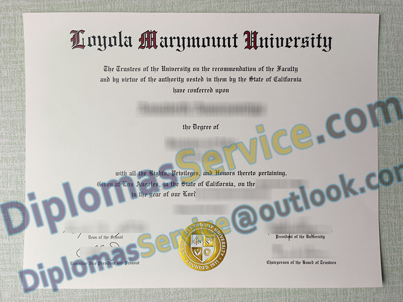 Loyola Marymount University diploma, Loyola Marymount University degree,