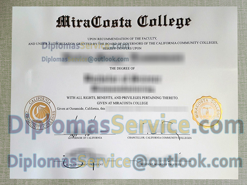 MiraCosta College diploma, MiraCosta College degree,