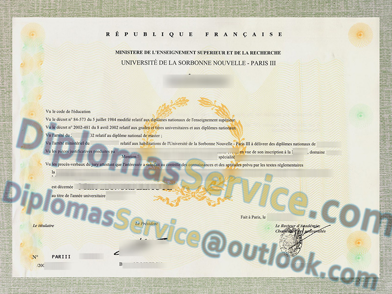 Université Sorbonne Nouvelle diplôme, Université Paris 3 licence,