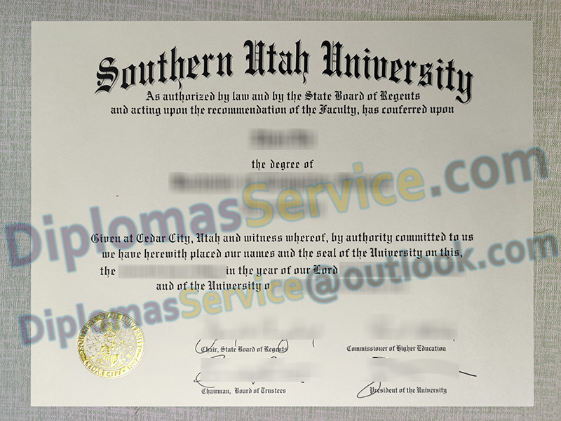 Southern Utah University diploma, Southern Utah University degree,