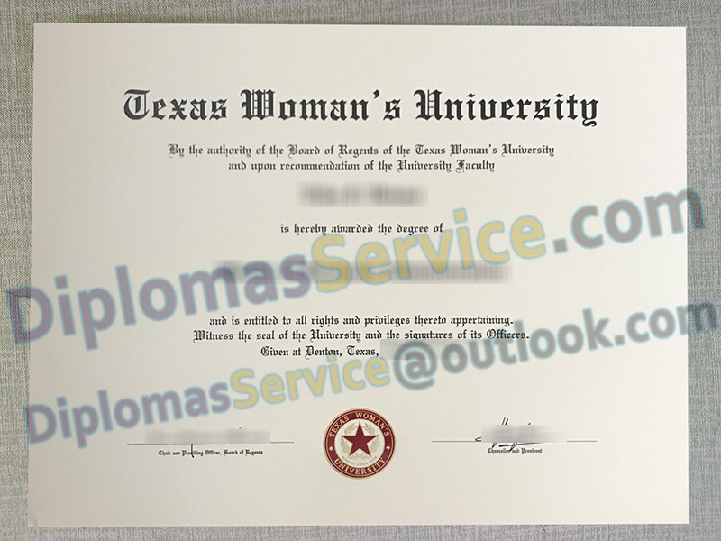 Texas Woman's University diploma, Texas Woman's University degree,