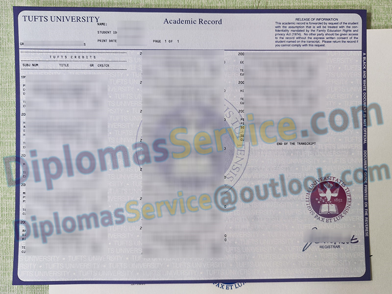 Tufts University transcript