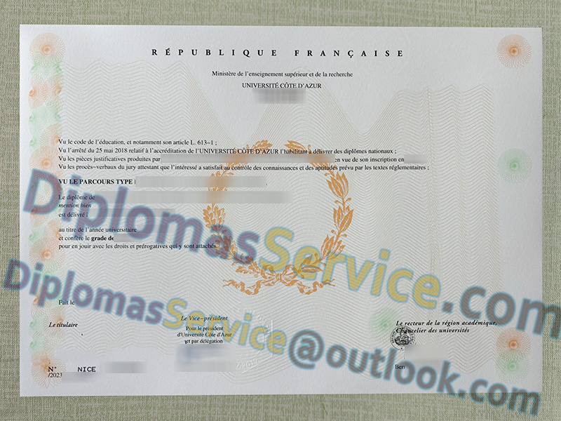 Université Côte d'Azur diplôme, Université Côte d'Azur licence,
