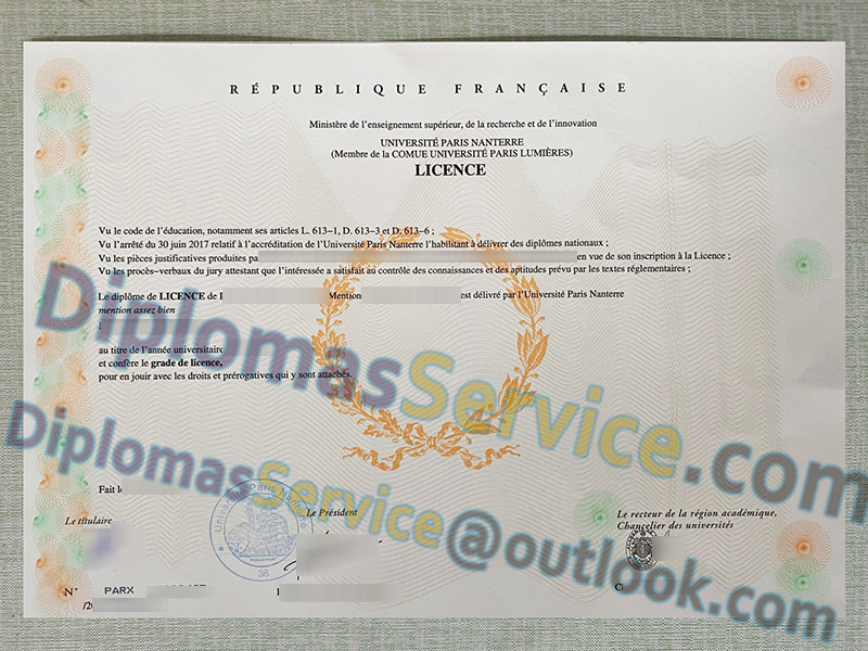 Université Paris Nanterre licence, Université Paris Nanterre diplôme,