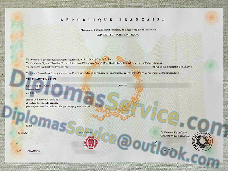 Université Savoie Mont Blanc licence, Université Savoie Mont Blanc diplôme,