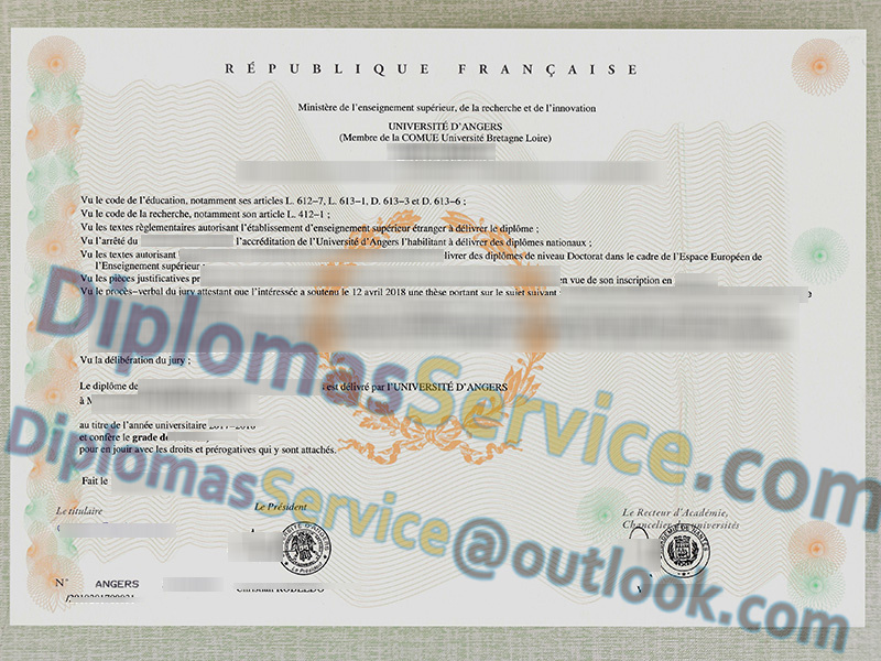Université d'Angers diplôme, Université d'Angers licence,