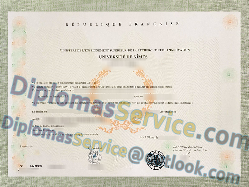 Université de Nîmes diplôme, Université de Nîmes licence,