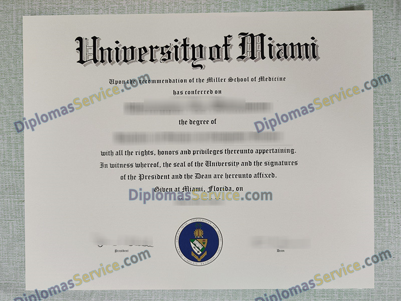 University of Miami diploma, University of Miami degree,