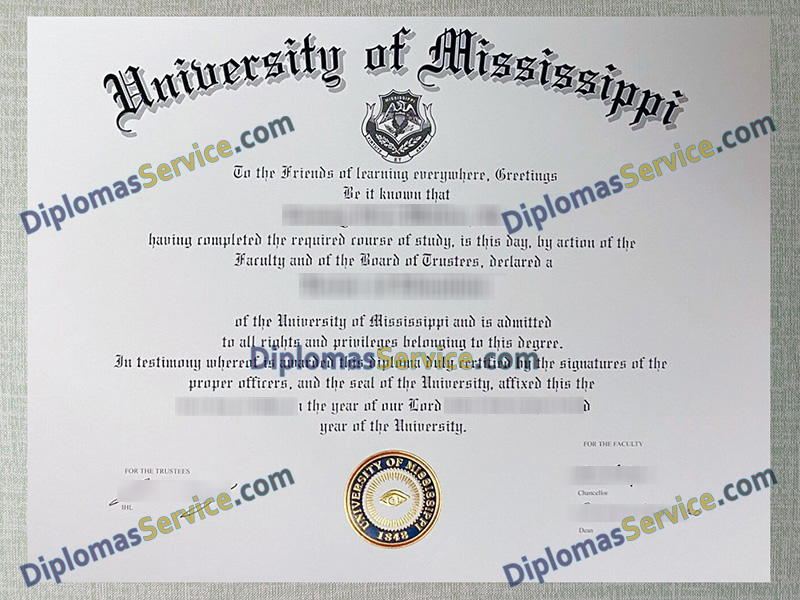 University of Mississippi diploma, University of Mississippi degree,
