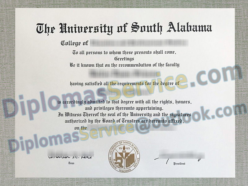 University of South Alabama diploma, University of South Alabama degree,