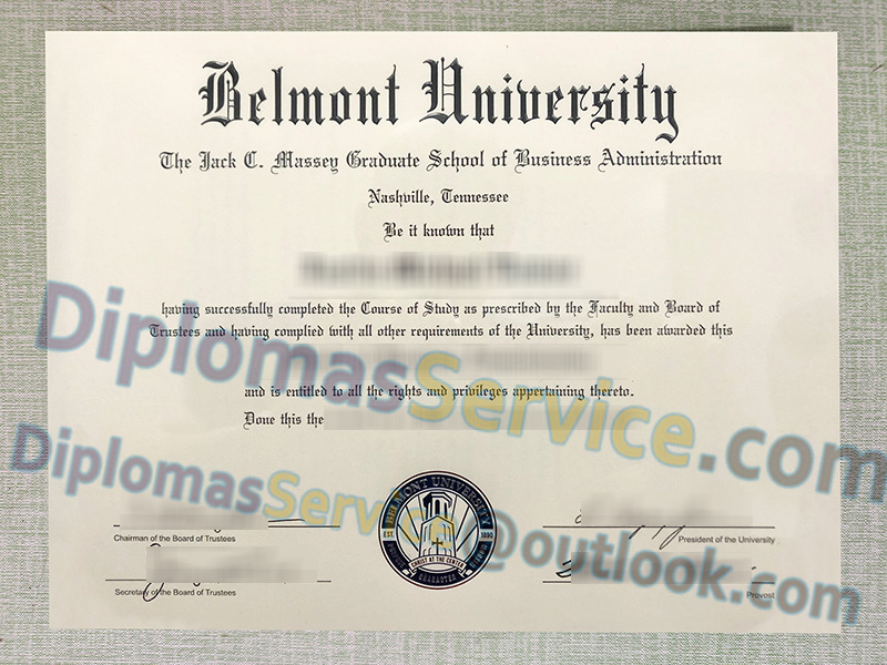 Belmont University diploma, Belmont University degree,