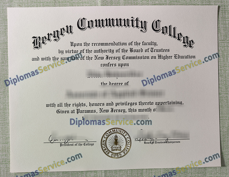 Bergen Community College diploma, Bergen Community College degree,