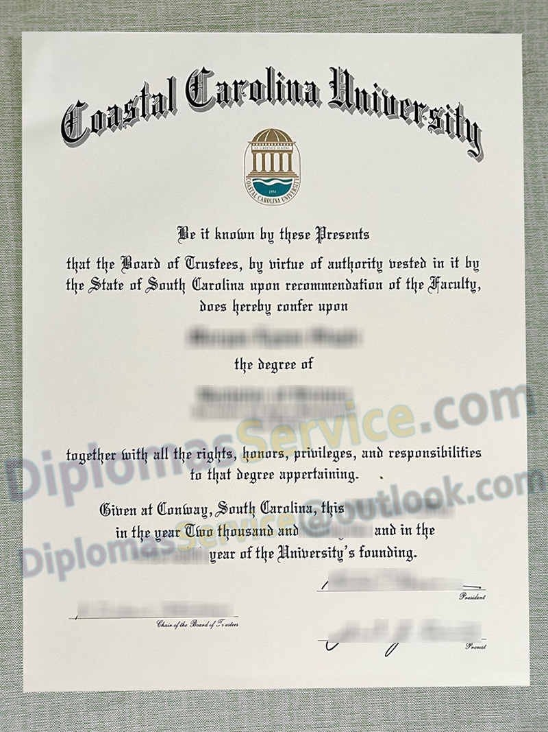 Coastal Carolina University diploma, Coastal Carolina University degree,