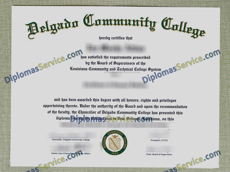 Delgado Community College diploma, Delgado Community College degree,