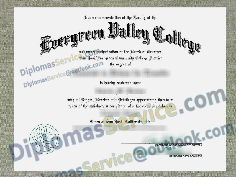 Evergreen Valley College diploma, Evergreen Valley College degree,