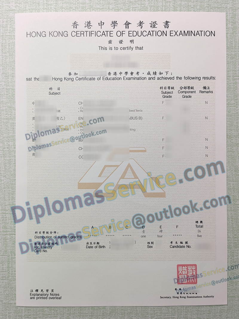 Hong Kong Certificate of Education Examination, 香港中學會考證書,