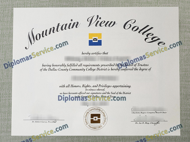 Mountain View College diploma, Mountain View College degree,