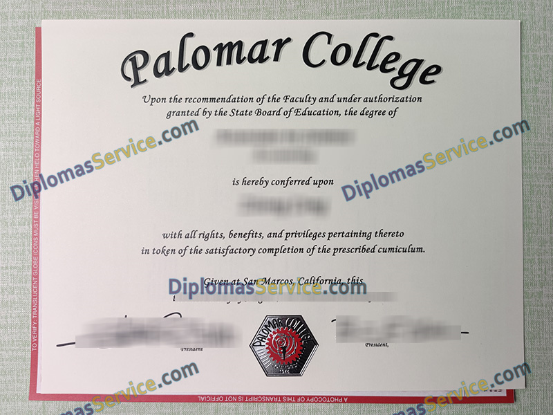 Palomar College diploma, Palomar College degree,