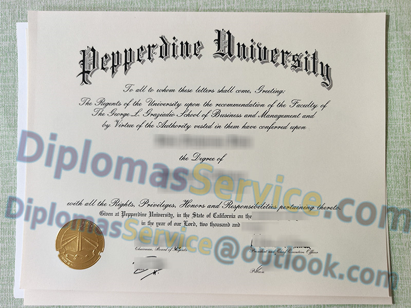 Pepperdine University diploma, Pepperdine University degree,