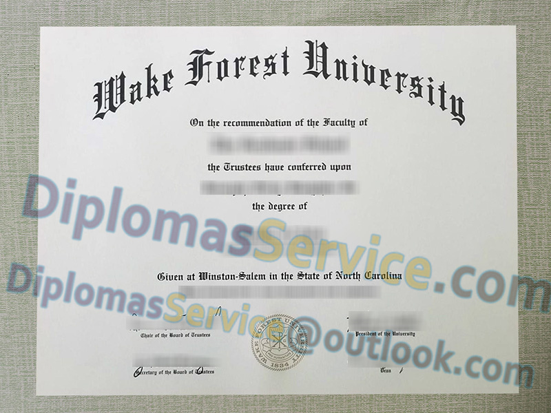 Wake Forest University diploma, Wake Forest University degree,
