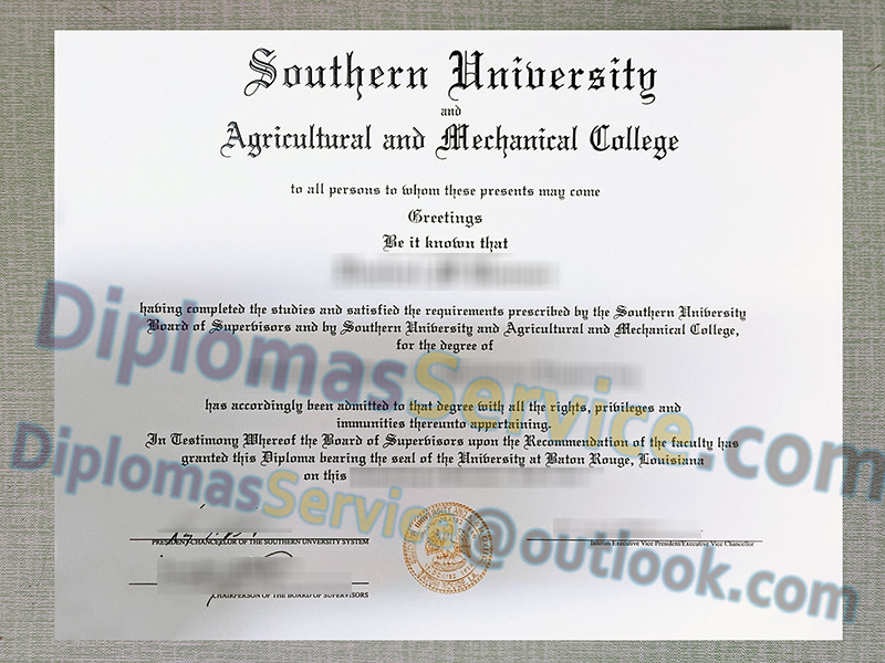 Southern University diploma, Southern University and A&M College degree,