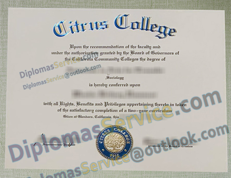 Citrus College diploma, Citrus College degree,