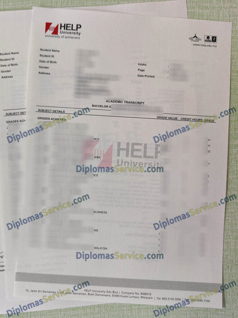 Help University transcript