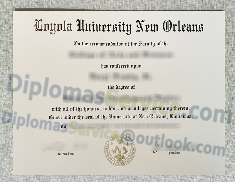 Loyola University New Orleans diploma, Loyola University New Orleans degree,