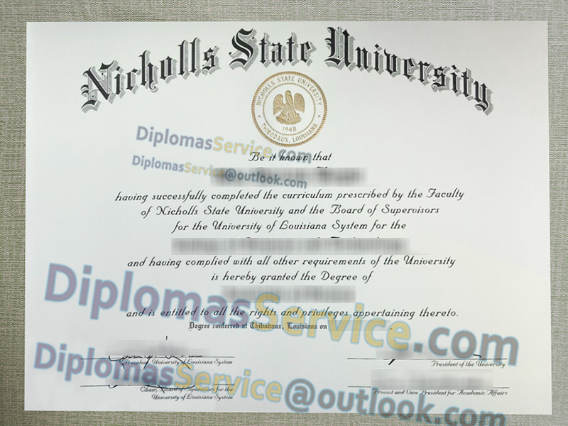 Nicholls State University diploma, Nicholls State University degree,