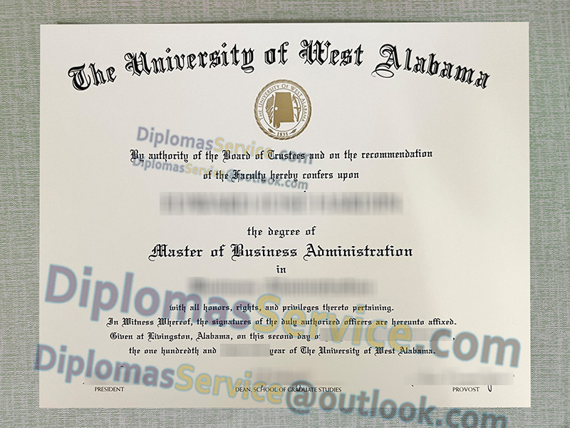 University of West Alabama diploma, University of West Alabama degree,