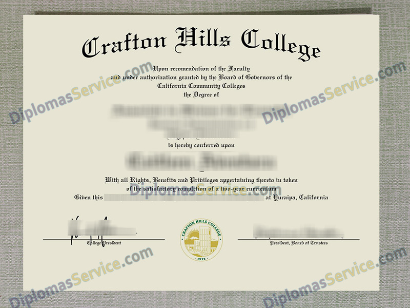 Crafton Hills College diploma