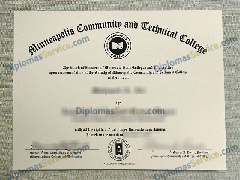 Minneapolis College diploma, Minneapolis Community and Technical College diploma,