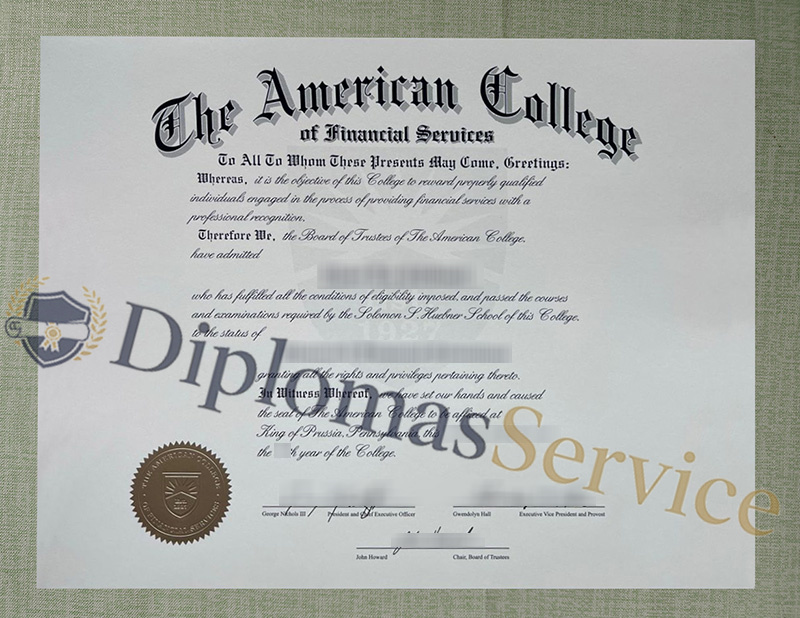American College of Financial Services diploma