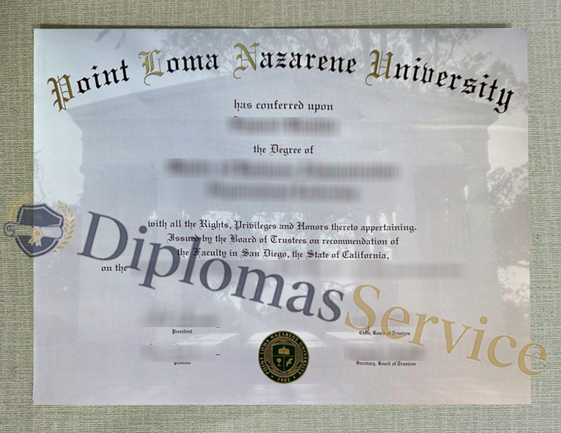 Point Loma Nazarene University diploma